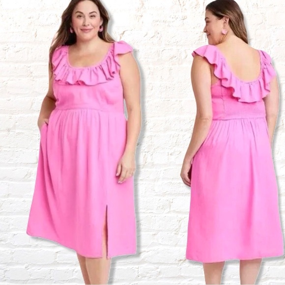 Ava & Viv Barbie Pink Ruffled Dress - size 1X, NWT - Picture 1 of 7